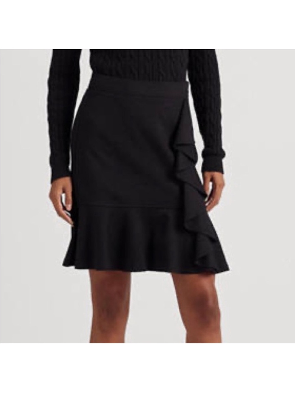 WHBM NEOT Women's Black Ruffle Cascade Skirt. Never Worn!
